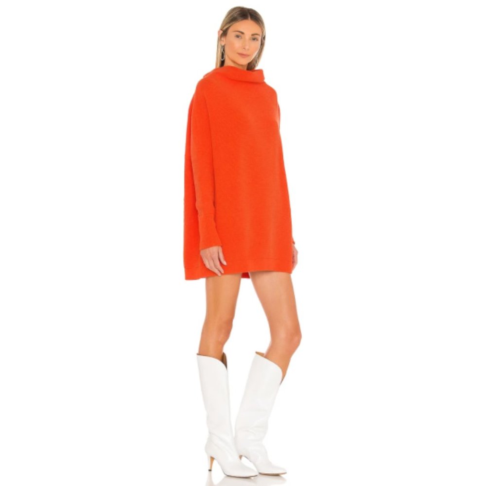 Free People 'Ottoman' Ribbed Slouchy Tunic Sweater, Audacious Orange - Picture 3 of 4